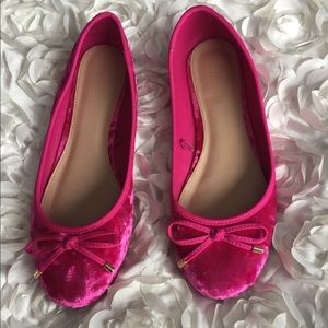 🦋 Velvet pink bow flats
